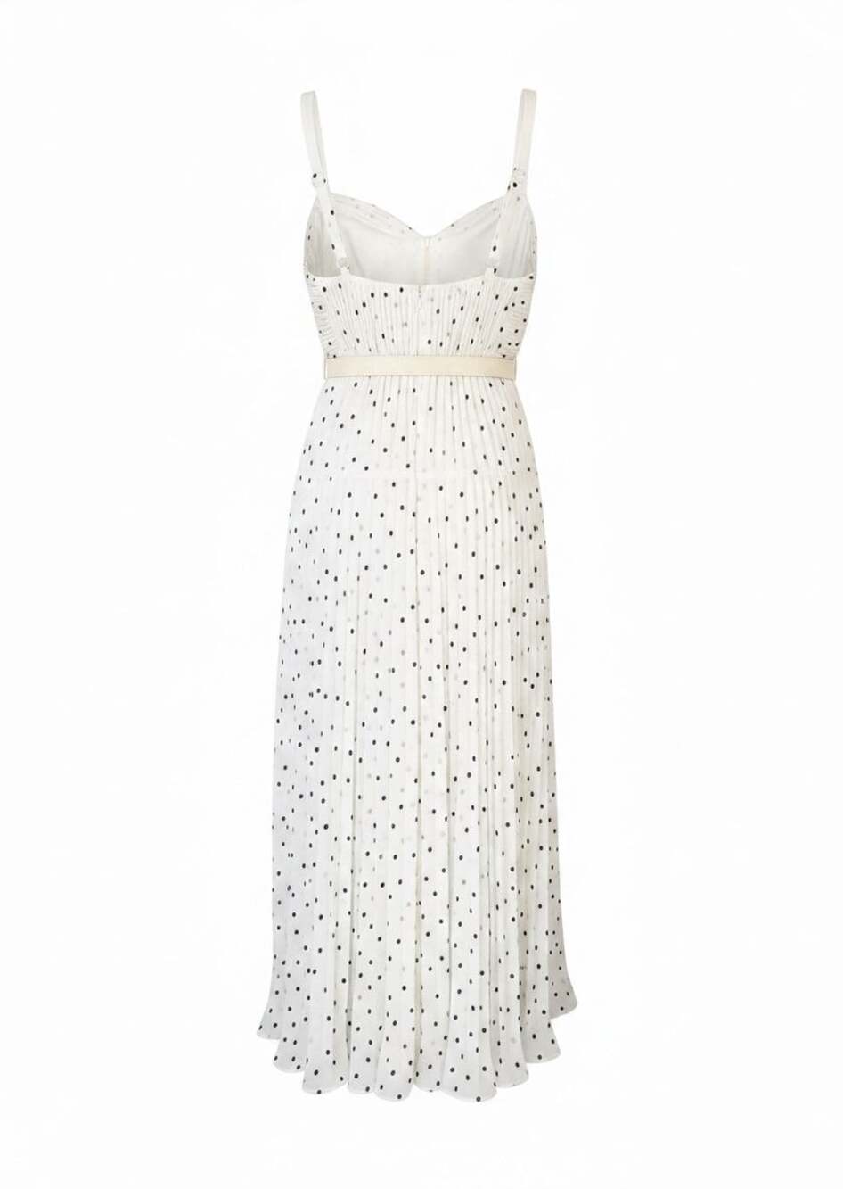 Self-Portrait Polka-Dot Pleated Chiffon Midi Dress - Picture 5 of 11